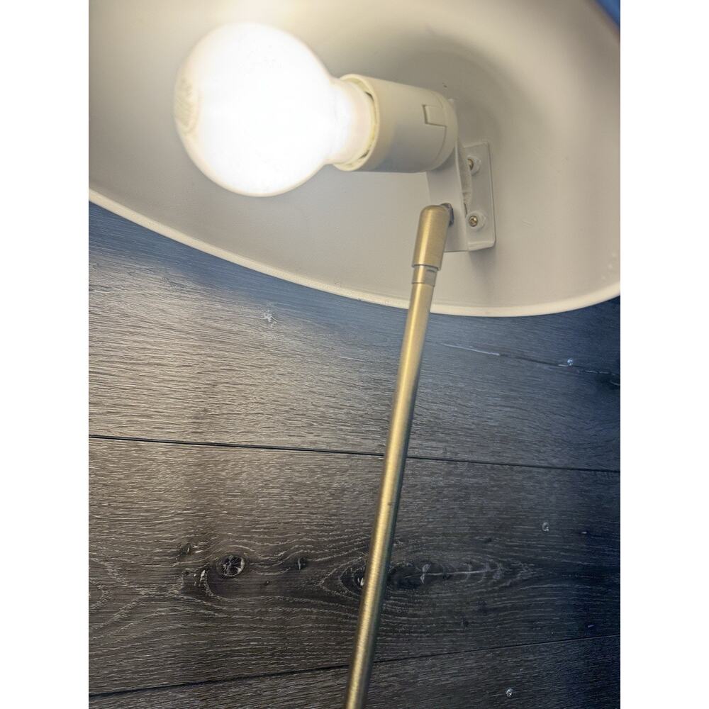 ⁠Mid Century Modern Style Stain Brass & White Cone Desk Lamp 24” Tall - Picture 2 of 14